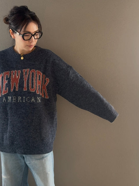 【会計時に10%OFF】【即納】NEWYORKロゴニット