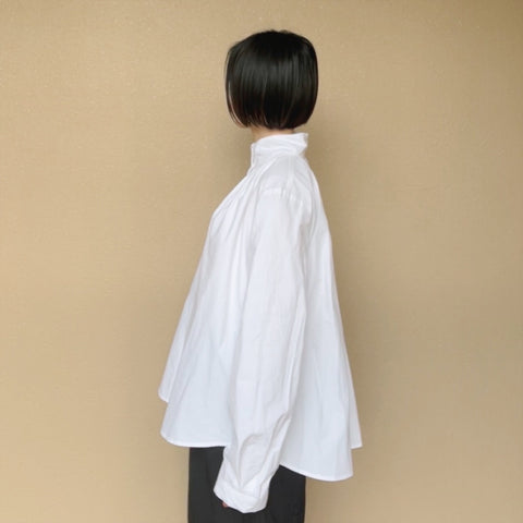 【即納】ハイネックタックオーバーシャツ