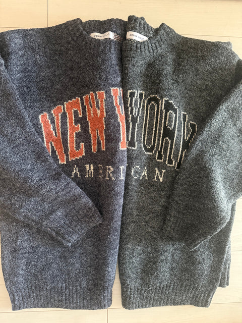 【会計時に10%OFF】【即納】NEWYORKロゴニット