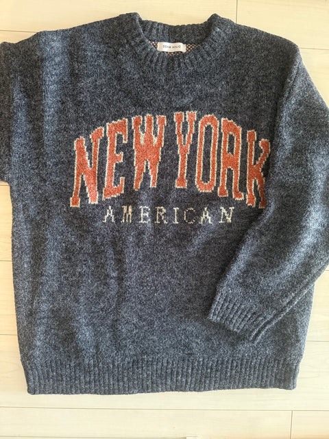 【会計時に10%OFF】【即納】NEWYORKロゴニット