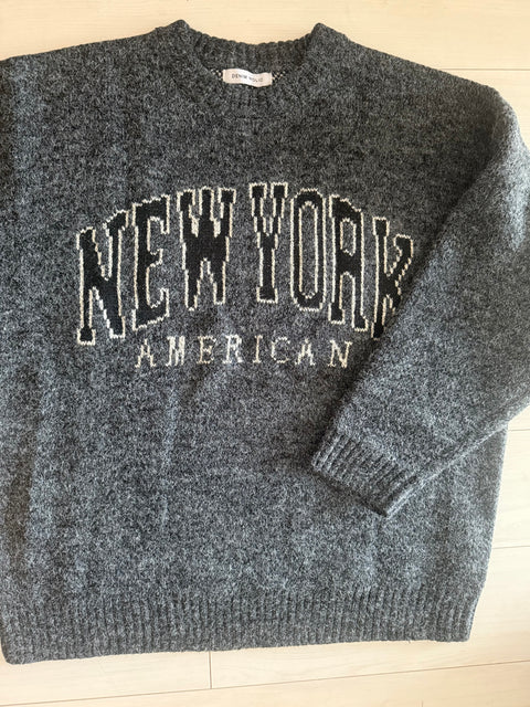 【会計時に10%OFF】【即納】NEWYORKロゴニット