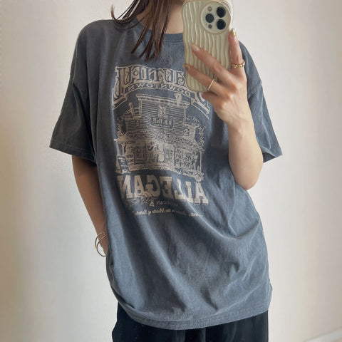 ALLEGANロゴvintage風Tシャツ