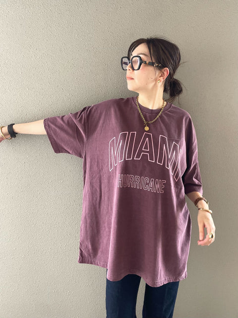 MIAMIプリントピグメントTシャツ