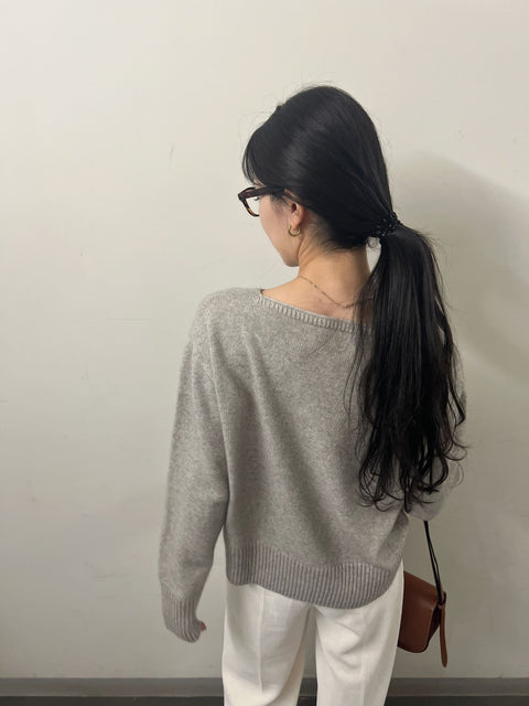 【会計時に10%OFF】モヘアライクボートネックニット